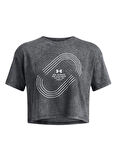 Siyah Kadın Yuvarlak Yaka Crop Baskılı T-Shirt 1386343-001 UA Run Anywhere Shortsl