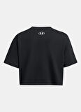 Siyah Kadın Yuvarlak Yaka T-Shirt 1386845-001 UA W BOXY CROP LOGO SS
