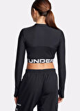 1388692-001 HeatGear Rib 1/4 Zip LS Siyah Fermuarlı Yaka Fitted Kadın T-Shirt