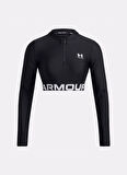 1388692-001 HeatGear Rib 1/4 Zip LS Siyah Fermuarlı Yaka Fitted Kadın T-Shirt