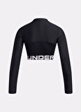 1388692-001 HeatGear Rib 1/4 Zip LS Siyah Fermuarlı Yaka Fitted Kadın T-Shirt