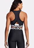 1388694-001 HeatGear Rib Tank Siyah Yuvarlak Yaka Fitted Kadın Atlet