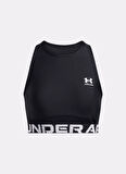 1388694-001 HeatGear Rib Tank Siyah Yuvarlak Yaka Fitted Kadın Atlet
