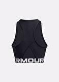 1388694-001 HeatGear Rib Tank Siyah Yuvarlak Yaka Fitted Kadın Atlet