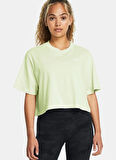 Yeşil Kadın Yuvarlak Yaka Normal Kalıp T-Shirt 1386845-383 UA W BOXY CROP LOGO SS