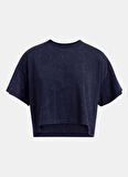 Lacivert Kadın Yuvarlak Yaka Crop Top T-Shirt 1389153-410 UA W VARSITY CROP HW SS
