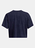 Lacivert Kadın Yuvarlak Yaka Crop Top T-Shirt 1389153-410 UA W VARSITY CROP HW SS