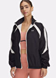 Under Armour 6000278-001 Icon Crinkle Track Jack Siyah Loose Fit Düz Kadın Zip Ceket