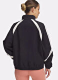 Under Armour 6000278-001 Icon Crinkle Track Jack Siyah Loose Fit Düz Kadın Zip Ceket