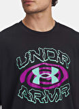 1390190-001 UA M HWT Hoops Hoopnoti Siyah Yuvarlak Yaka Loose Fit Baskılı Erkek T-Shirt