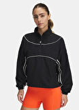 1389567-001 UA Run 96 Jacket Dik Yaka Loose Fit Baskılı Siyah Kadın Zip Ceket