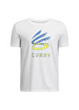 Under Armour Düz Beyaz Erkek Çocuk T-Shirt 1387102-101-Curry Logo Tee
