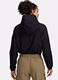 6003590-001 UA Unstoppable Woven HD Kapüşonlu Loose Fit Siyah Kadın Zip Ceket