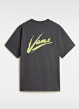 Vans VN000K42EBA1-Brush Script LOOSE SS Gri Yuvarlak Yaka Normal Düz Erkek T-Shirt