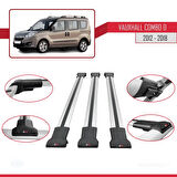 Vauxhall Combo D 2012-2018 Arası ile Uyumlu FLY Model Ara Atkı Tavan Barı Gri 3 Adet