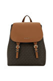 Kadın Monogram Desenli Kapaklı Yazı Logolu Sırt Çantası - Kahverengi | undefined