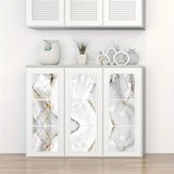 VİNİL BEYAZ MERMER DESENLİ ALÜMİNYUM PLASTİK DUVAR STİCKER (30X30)