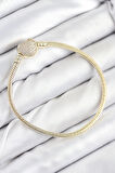 Pirinç Charm Zirkon Taşlı Kalp Model Gold Renk Kadın Bileklik