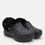 Crocs Classic Platform Fuzz Lined Clog Black Terlik 212854-001