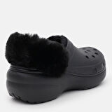 Crocs Classic Platform Fuzz Lined Clog Black Terlik 212854-001