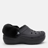 Crocs Classic Platform Fuzz Lined Clog Black Terlik 212854-001