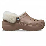 Crocs Classic Platform Fuzz Lined Clog Latte Terlik 212854_2Q9
