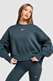 Nike Sportswear Essantial Collection Oversize Kesim Petrol Mavisi Kadın Sweatshrit