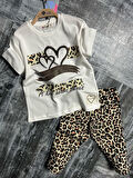Kalp Leoper Desen Kapri Kız Takım