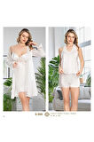 Kadın Sabahlık & Gecelik & Pijama & Şort & Askılı 6'lı Hediyelik Çeyizlik Set L1.JJ.0042.0A.12.012