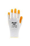 Beybi Pn7 No: 9 Polyester Astarlı Nitril Eldiven Sarı 12 Çift
