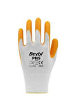 Beybi Pn5 No: 10 Beyaz - Sarı Polyester Astarlı Nitril Eldiven 12 Çift