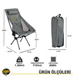 Sky Ultralight Katlanabilir Kamp Sandalyesi Gri 4 Adet