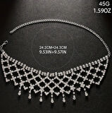 Gümüş Kaplama Yapay Elmas Örgü Şekli Kısa Sallantılı Gerdanlık Kolye İçi Boş Püskül Choker Kolye
