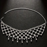 Gümüş Kaplama Yapay Elmas Örgü Şekli Kısa Sallantılı Gerdanlık Kolye İçi Boş Püskül Choker Kolye