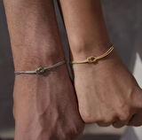 Sevgili Çift Bileklik Seti – Gümüş ve Altın Renk Halka Detaylı Zarif Tasarım