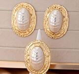 Beyaz Mine Taşlı Gold Renkli  Oval Takı Seti – Küpe & Yüzük Kombini