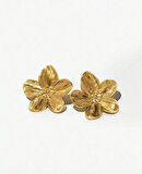 Kadın Gold Renkli Tek Çiçek Formlu Çivi Küpe – Parlak ve Zarif Tasarım