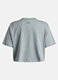 Under Armour 1389721-587-UA Rival SS Mavi Bisiklet Yaka Crop Düz Kadın T-Shirt