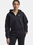 Under Armour 6003707-005-Rival Flc Piped HZ Hood Siyah Fermuarlı Yaka Normal Düz Kadın Sweatshırt