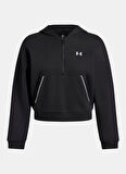 Under Armour 6003707-005-Rival Flc Piped HZ Hood Siyah Fermuarlı Yaka Normal Düz Kadın Sweatshırt