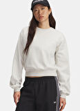 Under Armour 6003675-110-UA Icon Vida Flc Crew Beyaz Bisiklet Yaka Crop Düz Kadın Sweatshırt