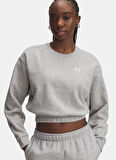 Under Armour 6007035-011-UA Rival Fleece Piped C Gri Bisiklet Yaka Crop Düz Kadın Sweatshırt