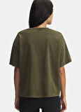 Under Armour 6007690-308-UA HWT Boxy Wash SS Yeşil Bisiklet Yaka Crop Düz Kadın T-Shirt