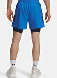 Under Armour 1382640-402-UA LAUNCH 5'' 2-IN-1 Mavi Lastikli Bel Dar Düz Erkek Şort