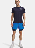 Under Armour 1382640-402-UA LAUNCH 5'' 2-IN-1 Mavi Lastikli Bel Dar Düz Erkek Şort