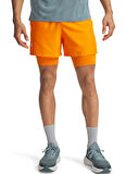 Under Armour 1382640-793-UA LAUNCH 5'' 2-IN-1 Turuncu Lastikli Bel Dar Düz Erkek Şort