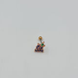 Cerrahi Çelik Rose Mor Taşlı Üzüm Küpe Tragus Helix Kıkırdak Piercing