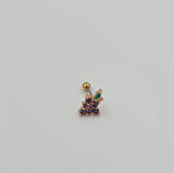 Cerrahi Çelik Rose Mor Taşlı Üzüm Küpe Tragus Helix Kıkırdak Piercing