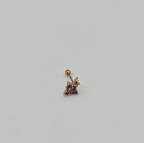 Cerrahi Çelik Rose Mor Taşlı Üzüm Küpe Tragus Helix Kıkırdak Piercing