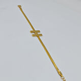 Altın Renk Çelik H Harf Detaylı Ayarlanabilir Bileklik – 17+6 cm